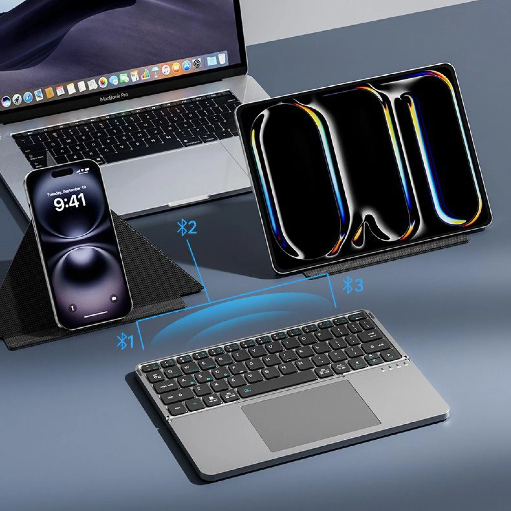 Foldable Bluetooth Tablet Keyboard with Touchpad thumbnail 5