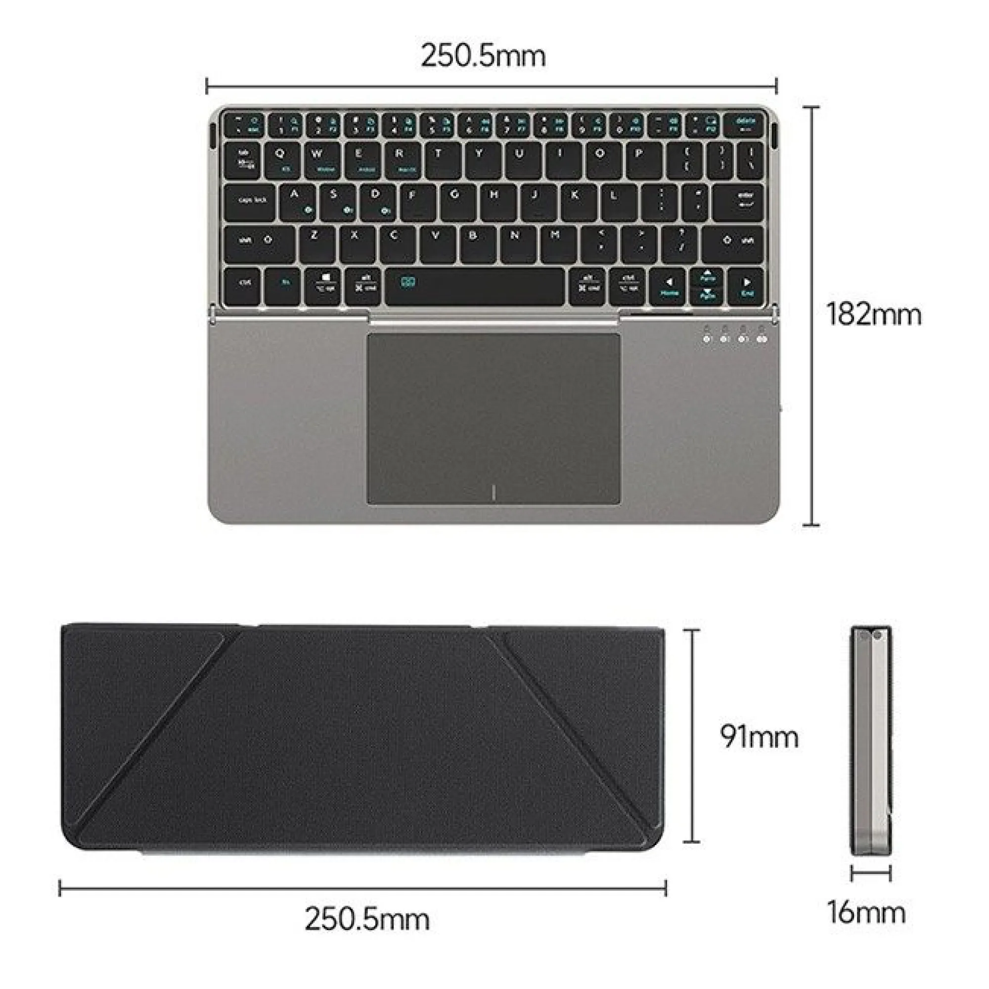 Foldable Bluetooth Tablet Keyboard with Touchpad thumbnail 7