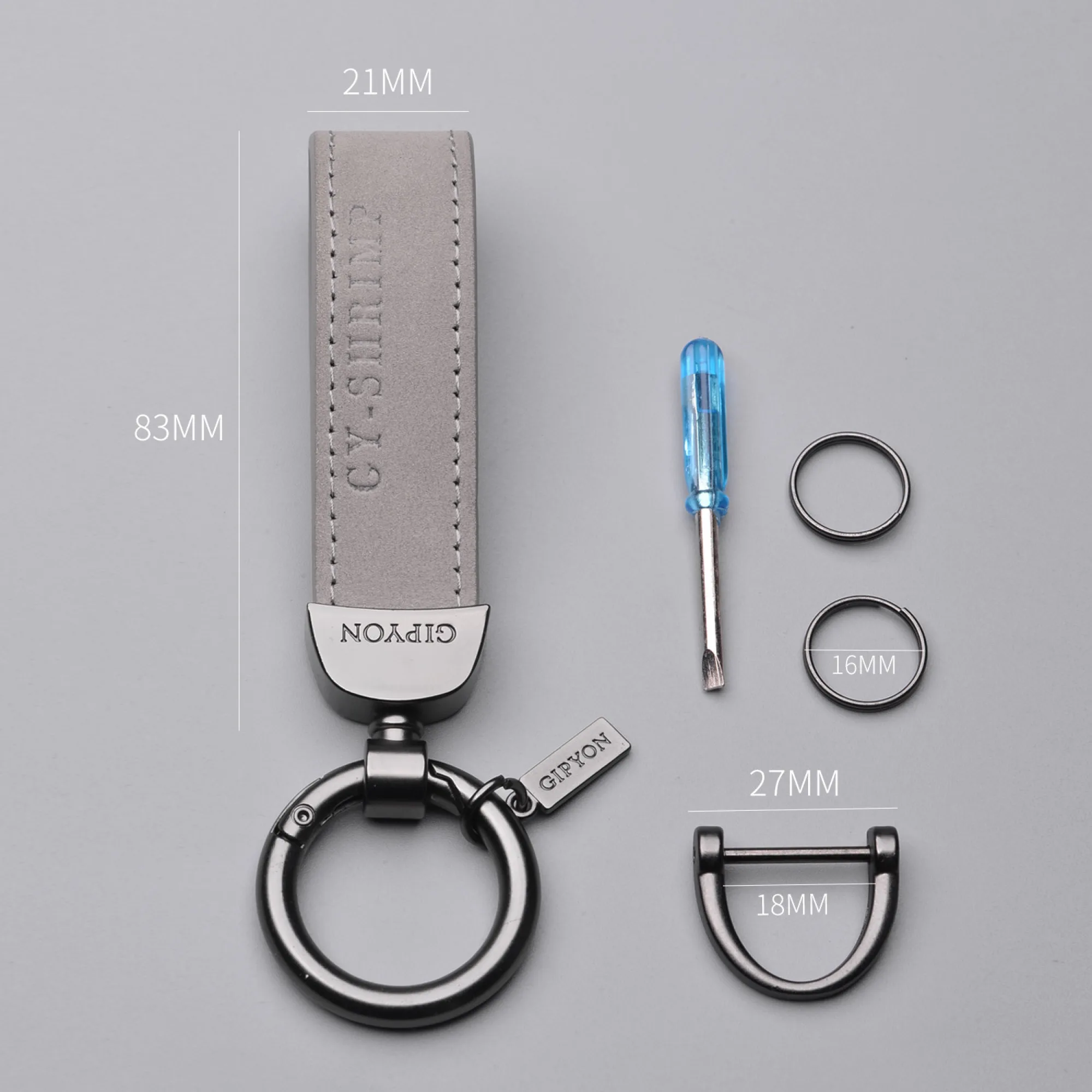 Leather Keychain with Zinc Alloy Key Ring thumbnail 5