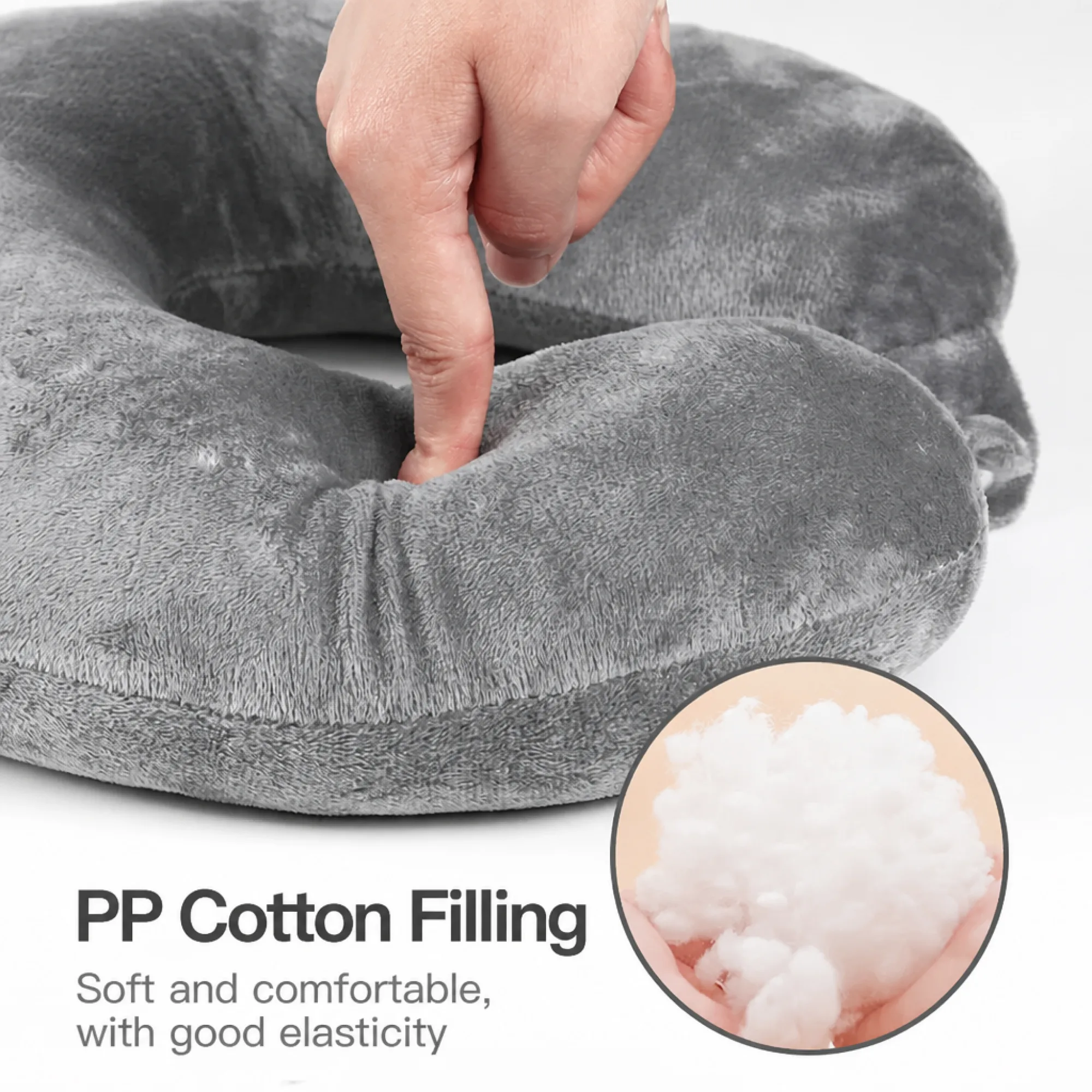 U-Shaped Neck Pillow with Crystal Velvet Cover and PP Cotton Filling thumbnail 4
