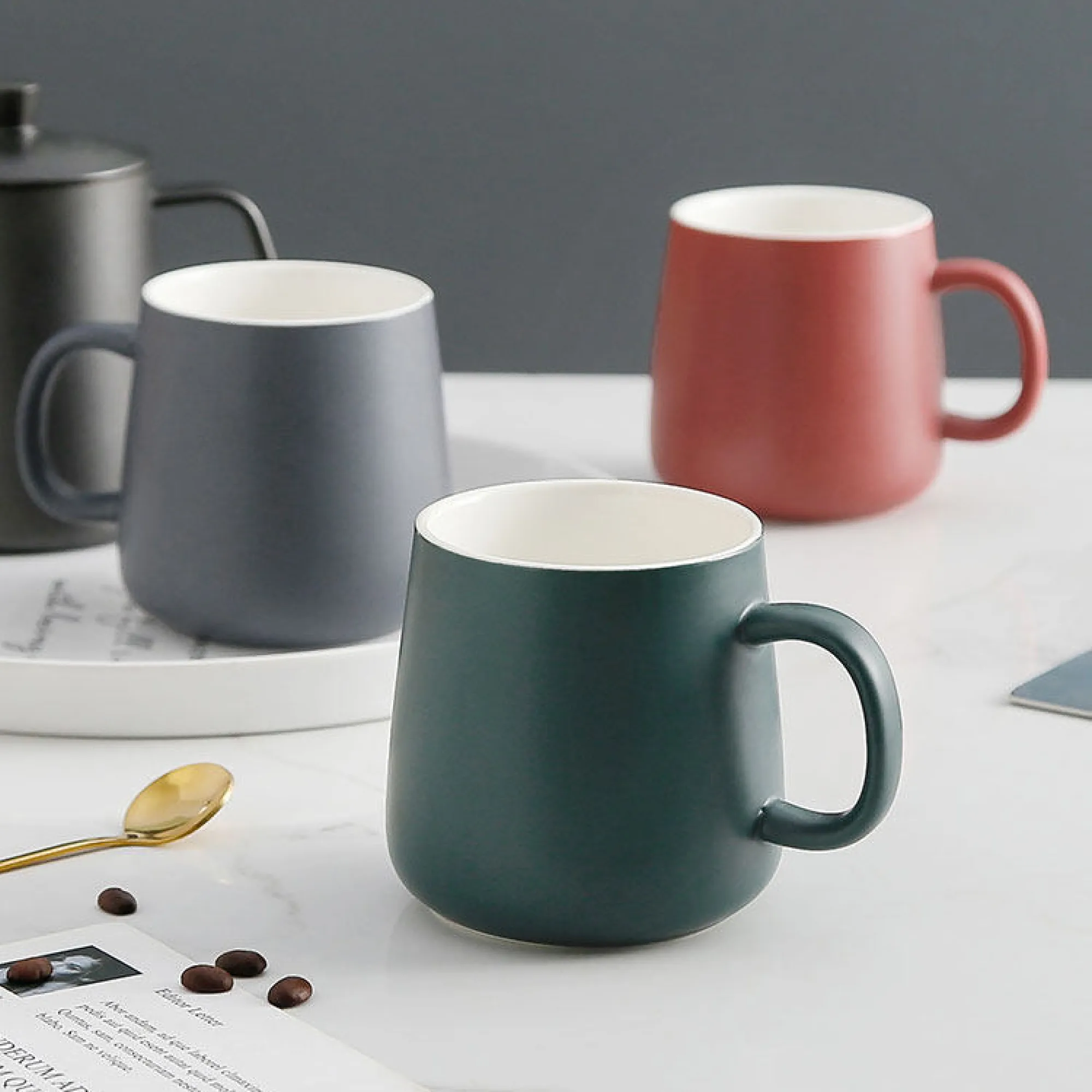 Ceramic Mug with Lid and Spoon Options