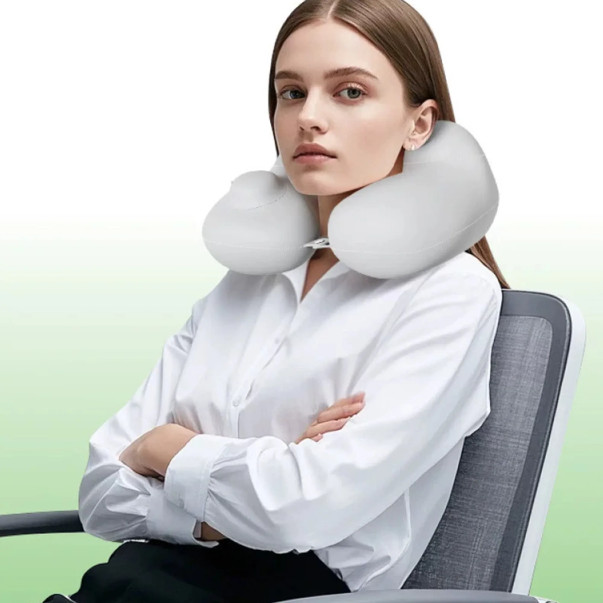 U-Shaped Neck Pillow with Press-to-Inflate Mechanism thumbnail 3