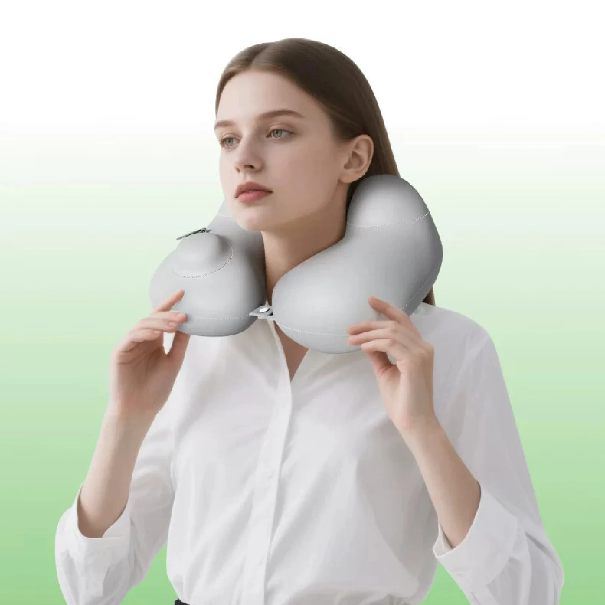 U-Shaped Neck Pillow with Press-to-Inflate Mechanism thumbnail 2