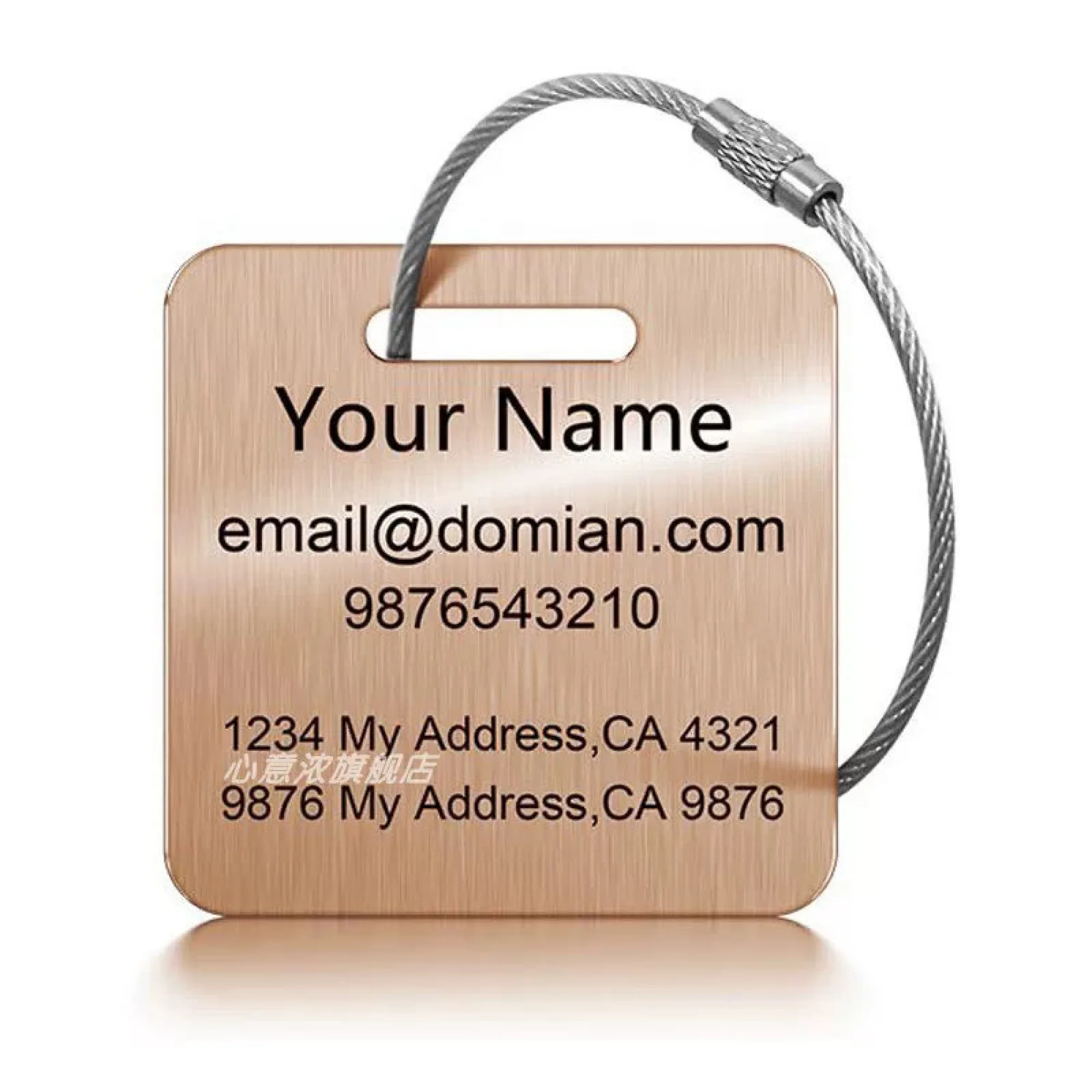 Stainless Steel Luggage Tag with Square and Rectangle Shapes thumbnail 12