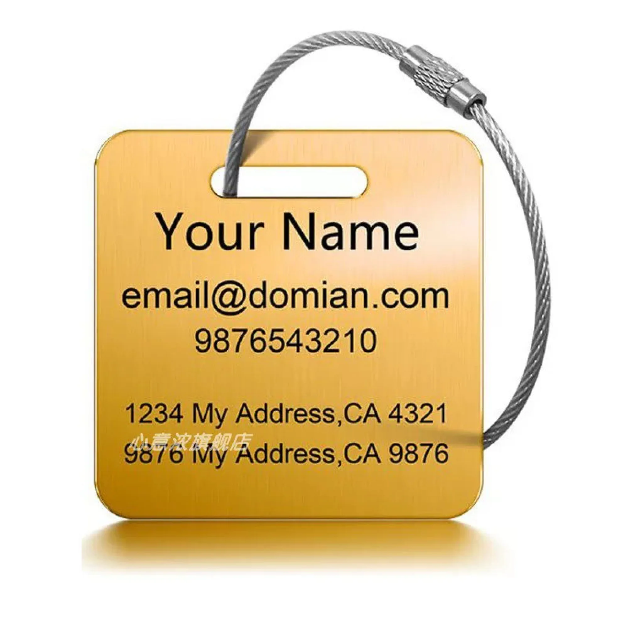 Stainless Steel Luggage Tag with Square and Rectangle Shapes thumbnail 9