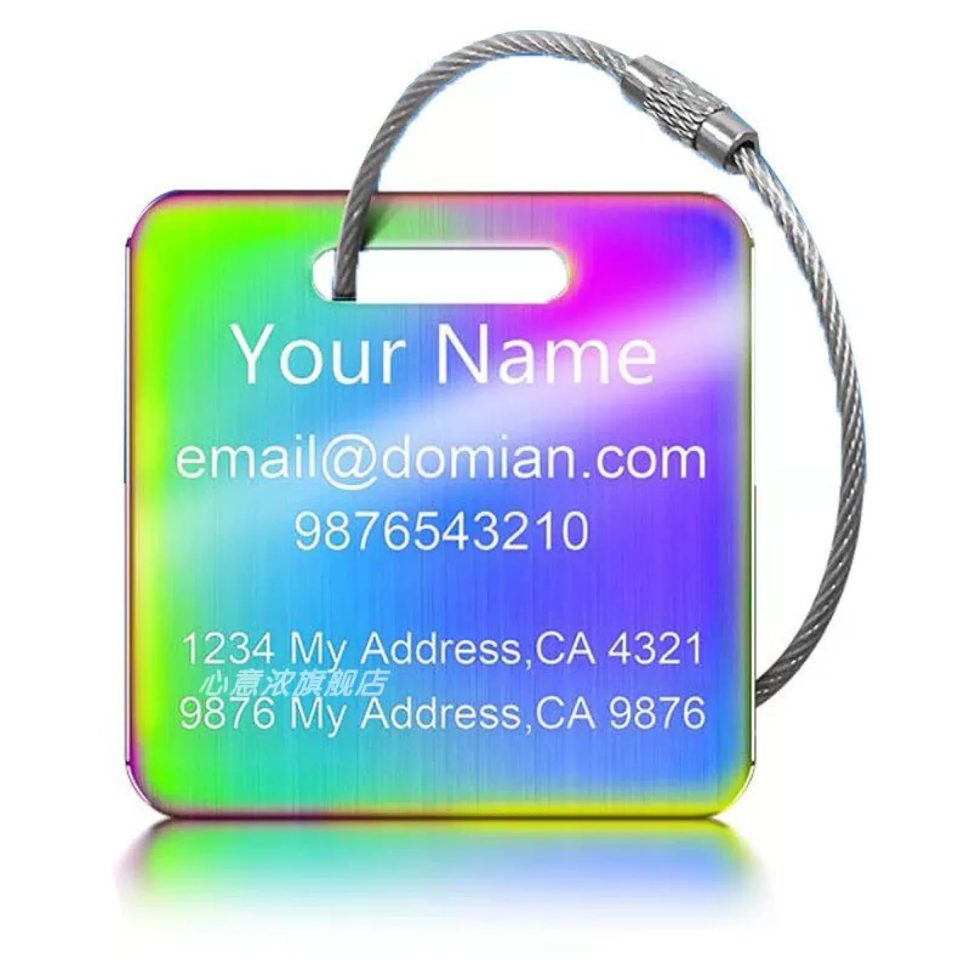 Stainless Steel Luggage Tag with Square and Rectangle Shapes thumbnail 13