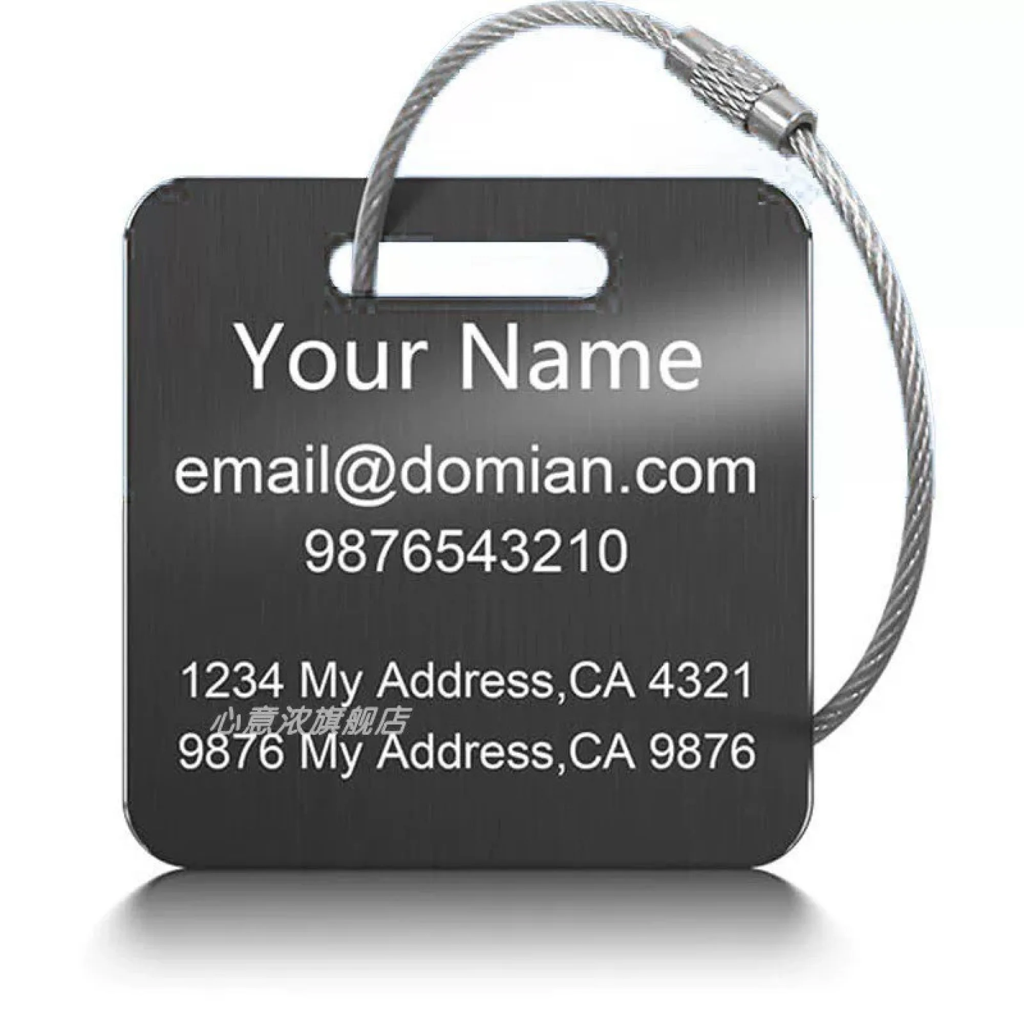 Stainless Steel Luggage Tag with Square and Rectangle Shapes thumbnail 11