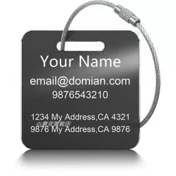 Stainless Steel Luggage Tag with Square and Rectangle Shapes thumbnail 11