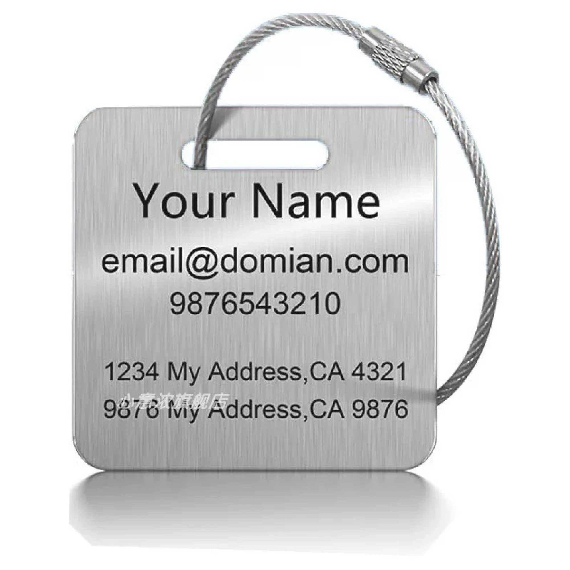Stainless Steel Luggage Tag with Square and Rectangle Shapes thumbnail 8