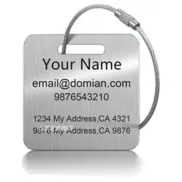 Stainless Steel Luggage Tag with Square and Rectangle Shapes thumbnail 8