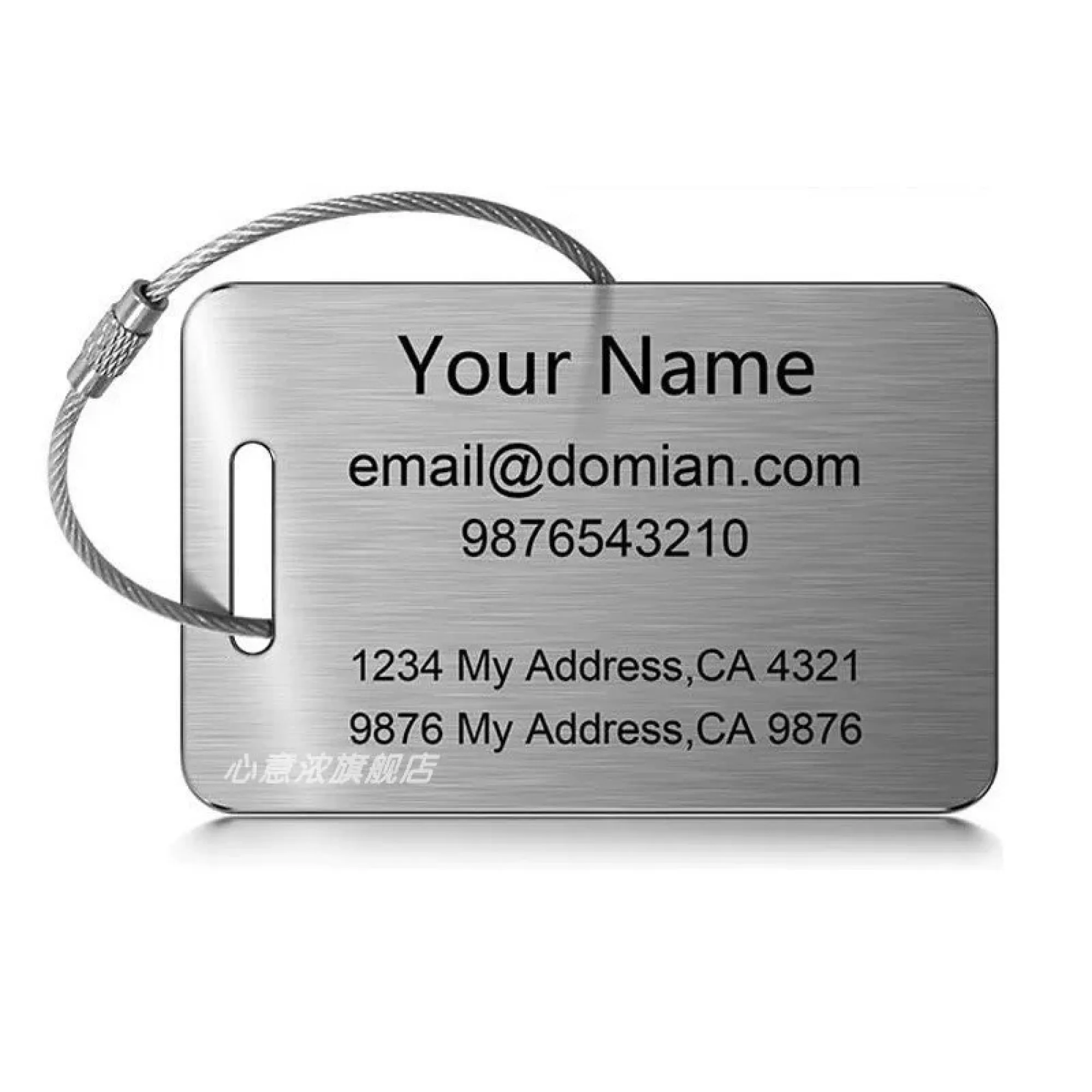 Stainless Steel Luggage Tag with Square and Rectangle Shapes thumbnail 14