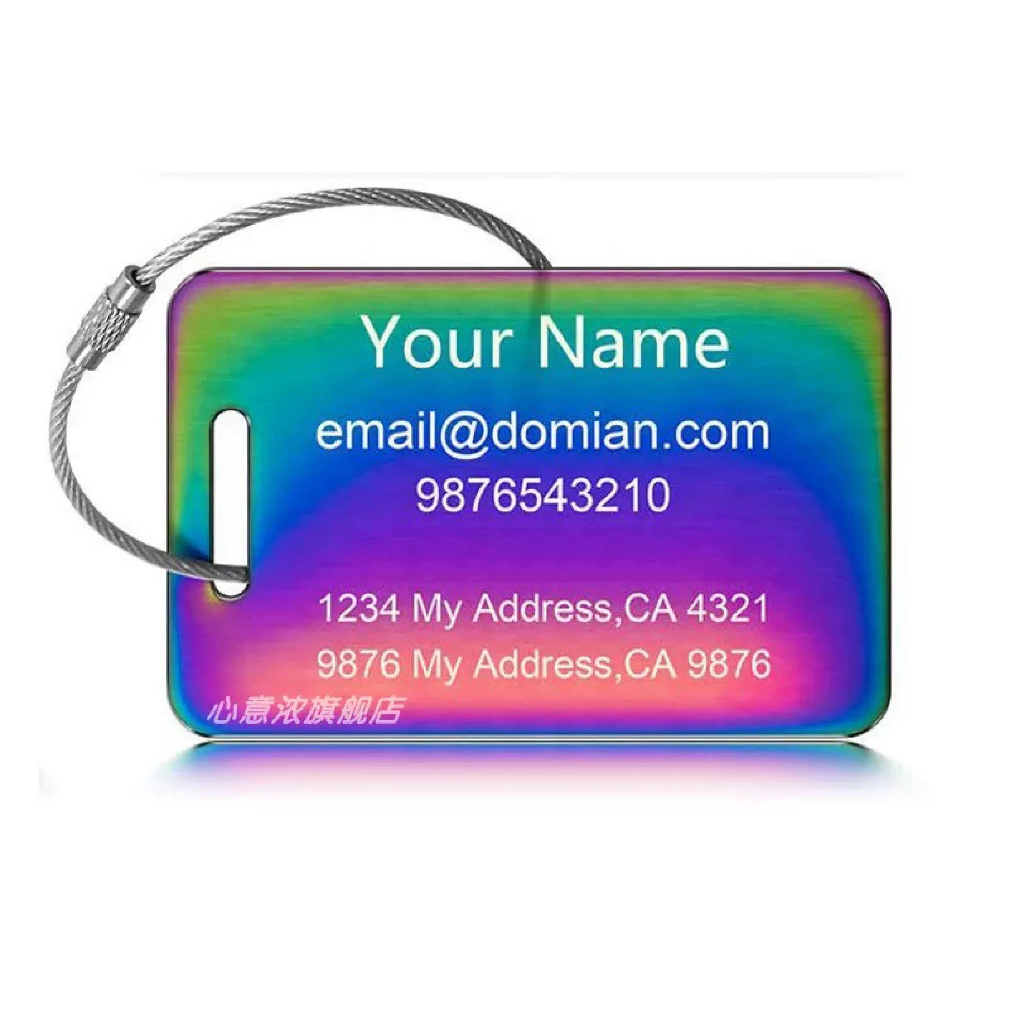 Stainless Steel Luggage Tag with Square and Rectangle Shapes thumbnail 19