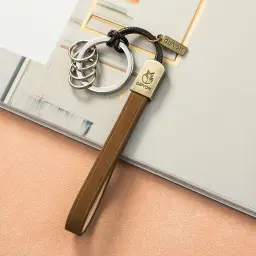 Cowhide Leather Keychain with Key Ring and Rope thumbnail 2