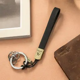 Cowhide Leather Keychain with Key Ring and Rope thumbnail 4