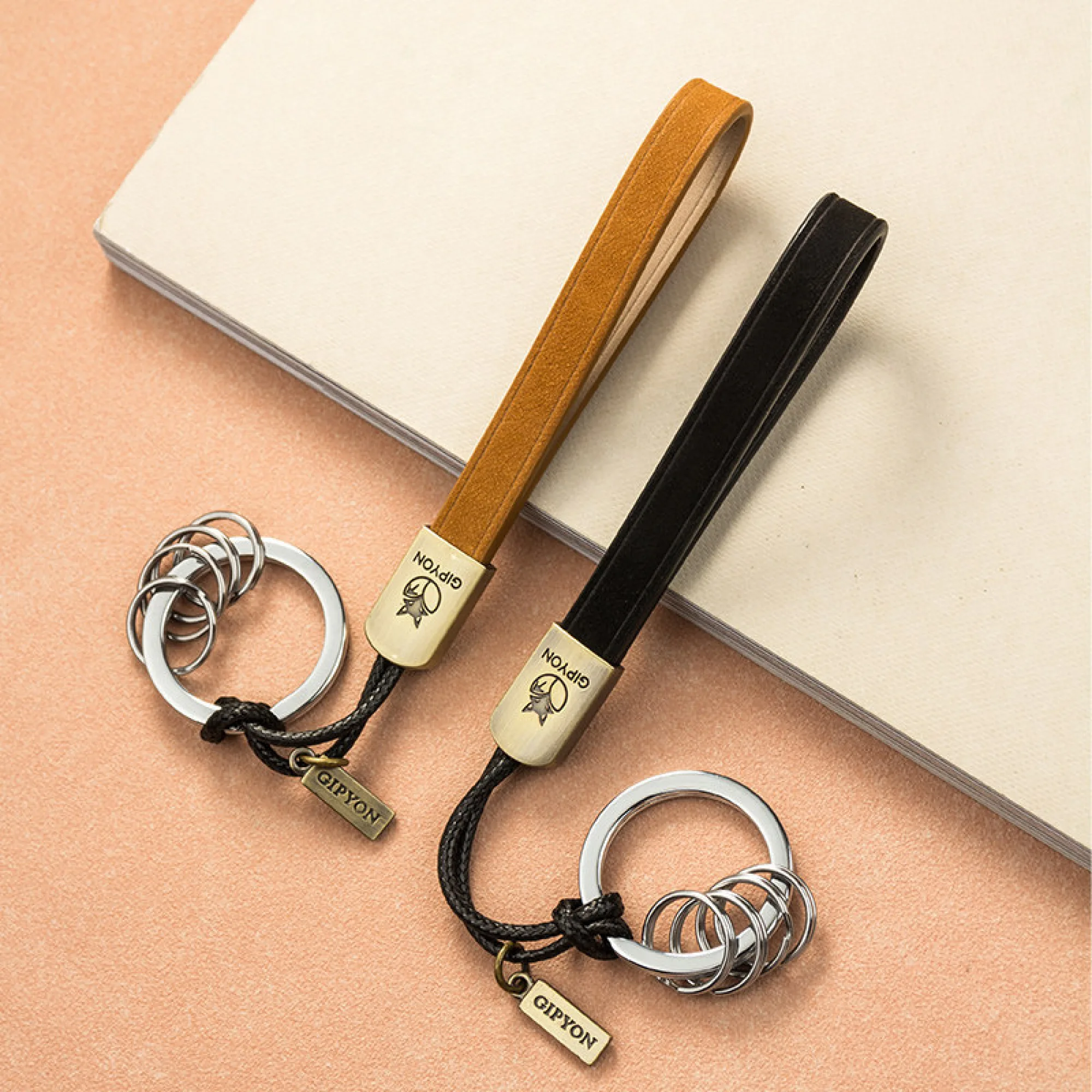 Cowhide Leather Keychain with Key Ring and Rope thumbnail 5