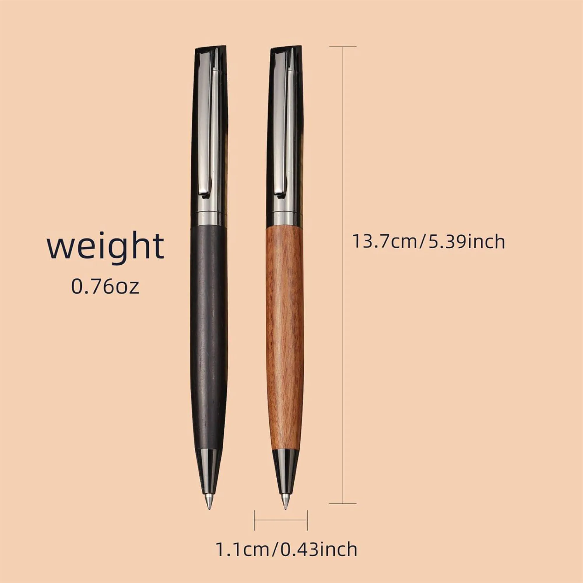 Wooden Barrel Rollerball Pen with Metal Clip thumbnail 3