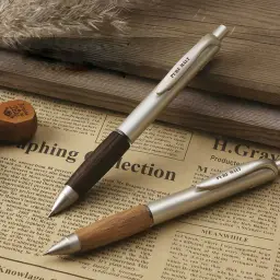 Uni-ball UMN-515 Retractable Gel Pen with Oak Wood Grip, 0.5mm Bullet Tip, Black Ink thumbnail 2