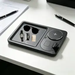 4-in-1 15W Wireless Charging Tray with Storage thumbnail 2