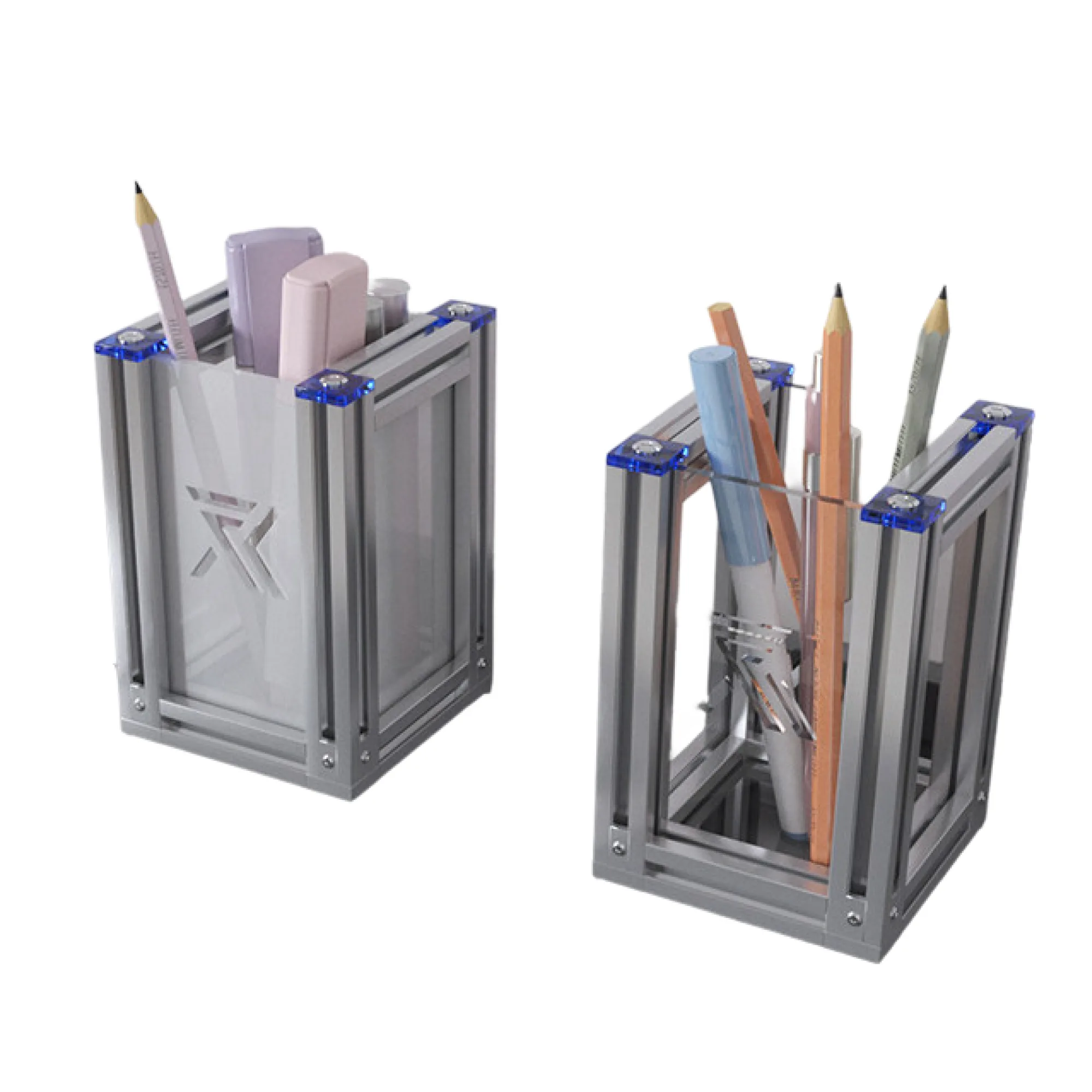Aluminum Profile Acrylic Pen Holder Desk Organizer
