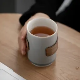Japanese Style Ceramic Mug with Ice Grey Glaze thumbnail 3