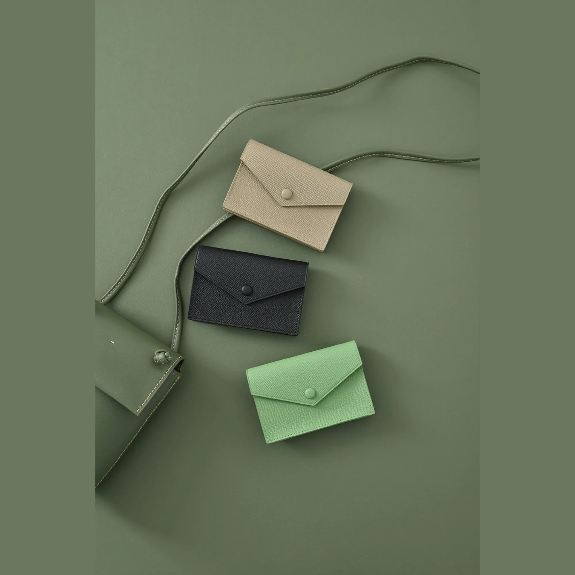 Epsom Leather Business Card Holder with Snap Button thumbnail 3