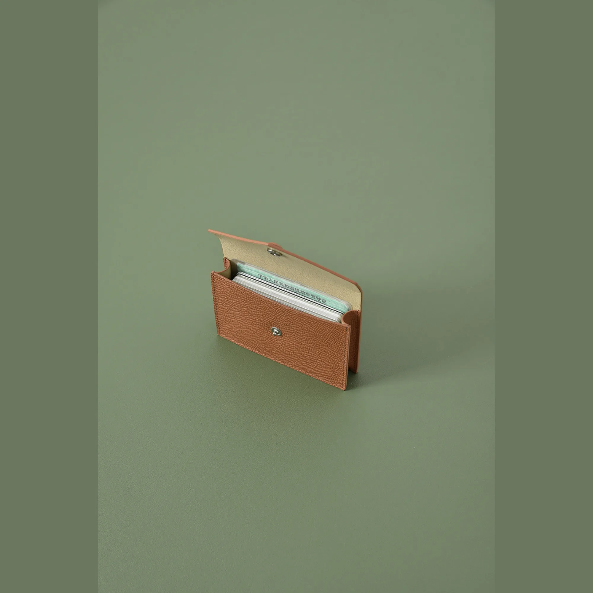 Epsom Leather Business Card Holder with Snap Button thumbnail 6