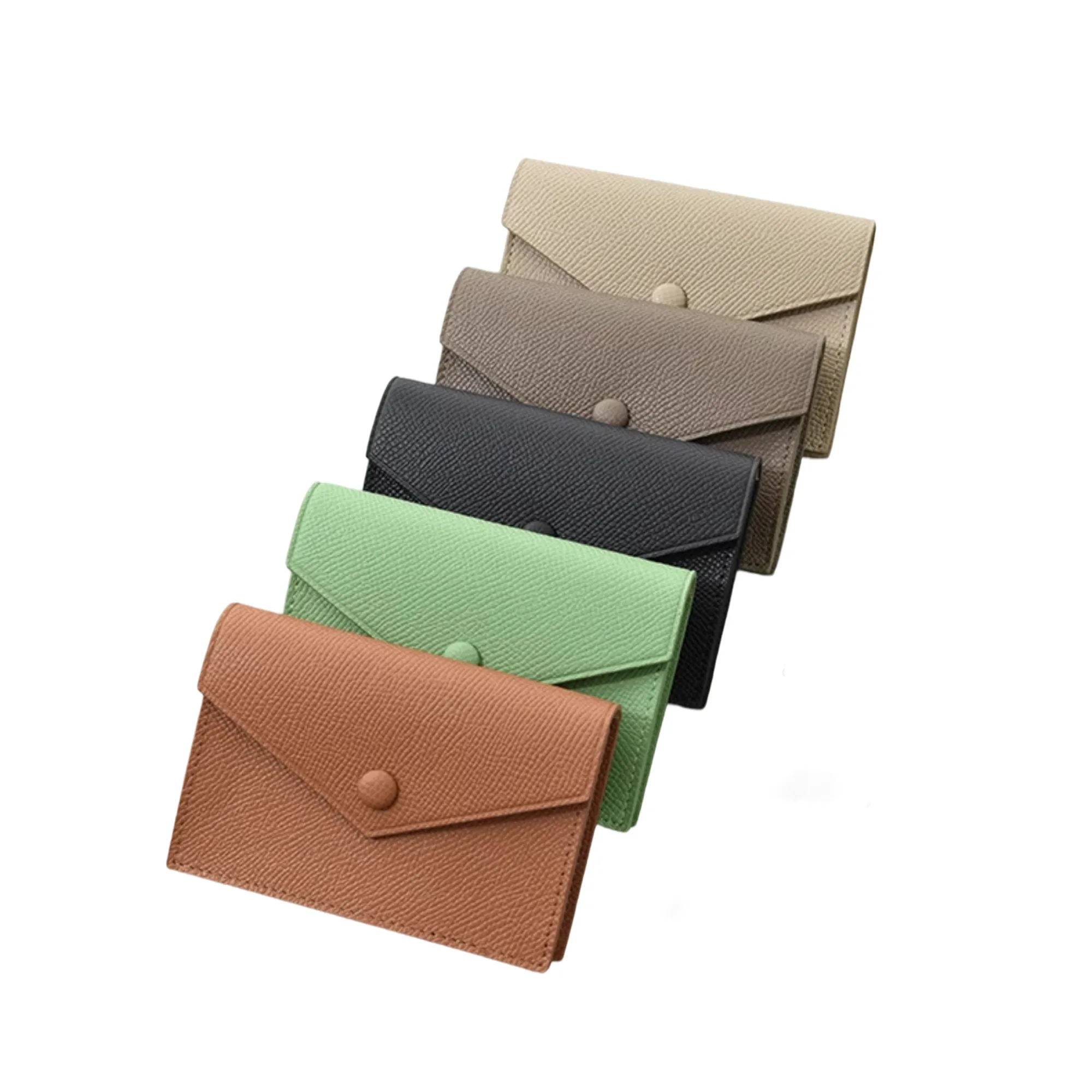 Epsom Leather Business Card Holder with Snap Button