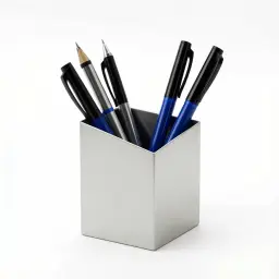304 Stainless Steel Desk Pen Holder with Slanted, Right-Angle, and R-Angle Openings thumbnail 1