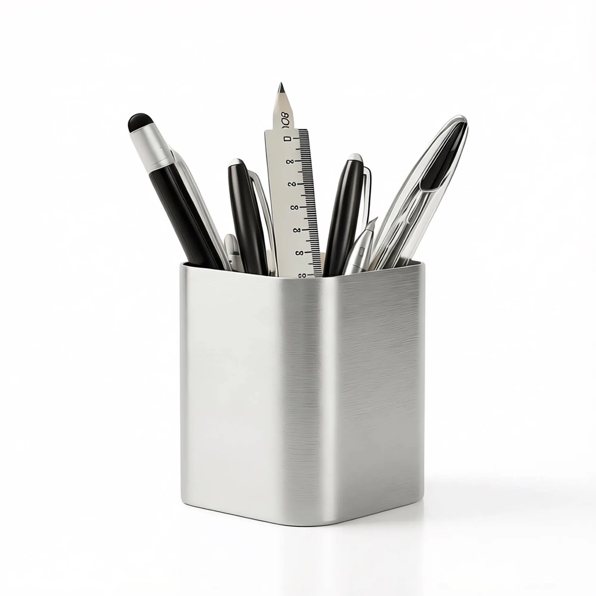 304 Stainless Steel Desk Pen Holder with Slanted, Right-Angle, and R-Angle Openings thumbnail 9