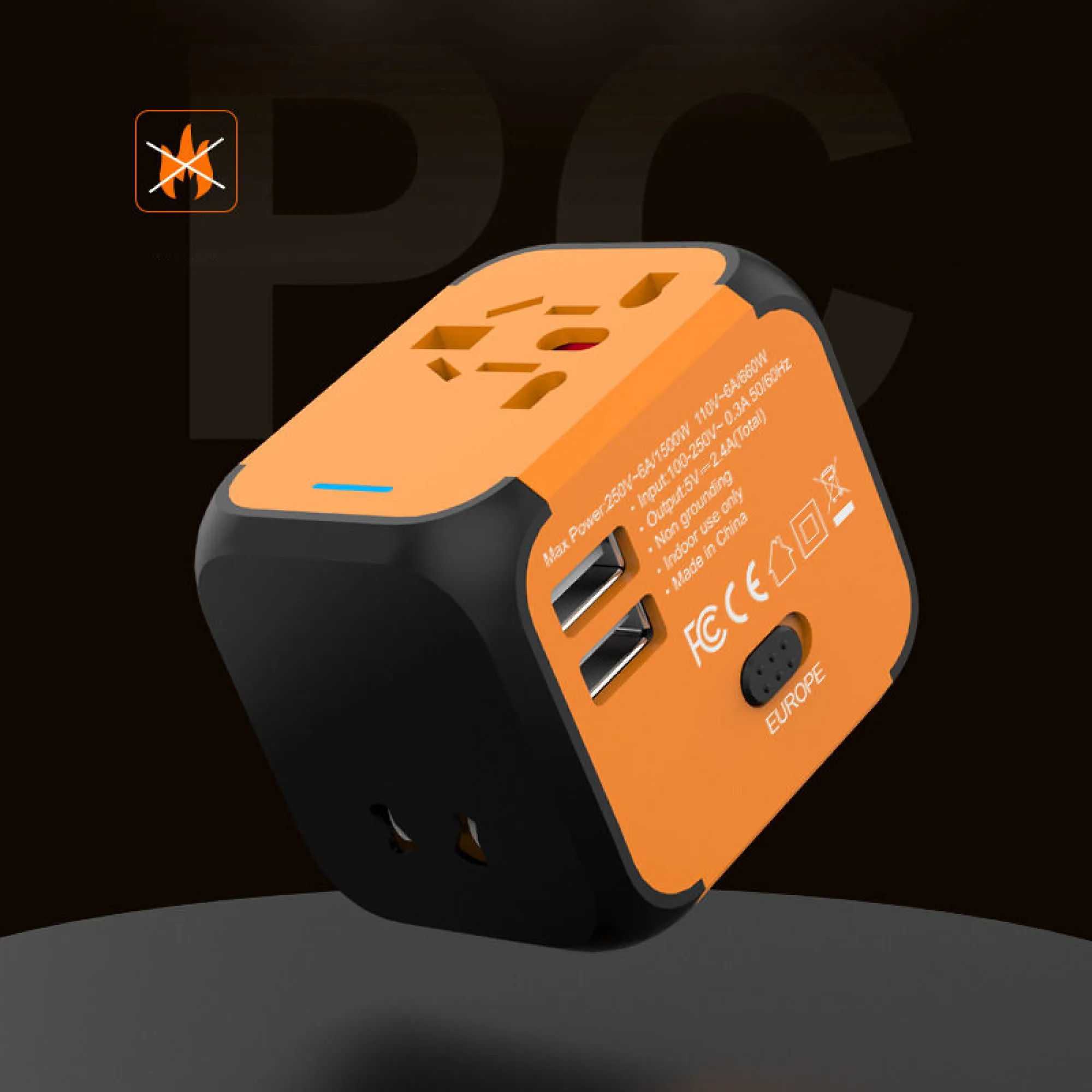 Universal Travel Power Adapter with Multiple USB Ports thumbnail 4