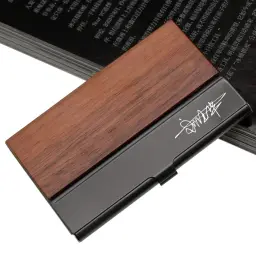Wood and Stainless Steel Business Card Holder thumbnail 2