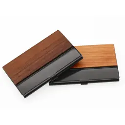 Wood and Stainless Steel Business Card Holder thumbnail 1