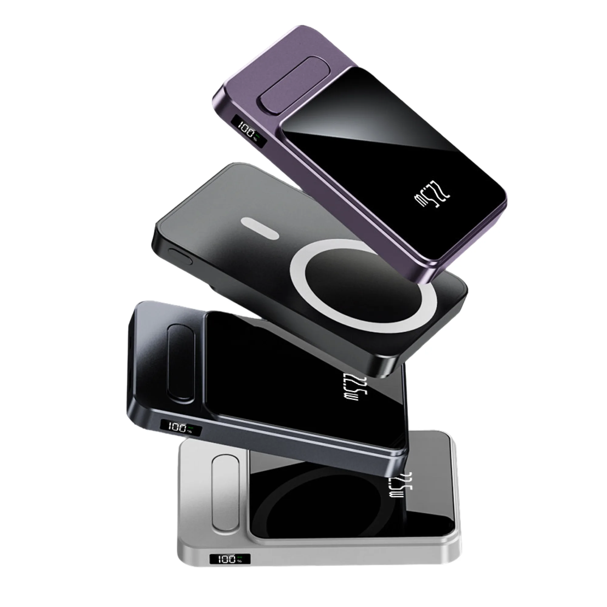 Magnetic Wireless Charging Power Bank with Built-in Stand and Digital Display