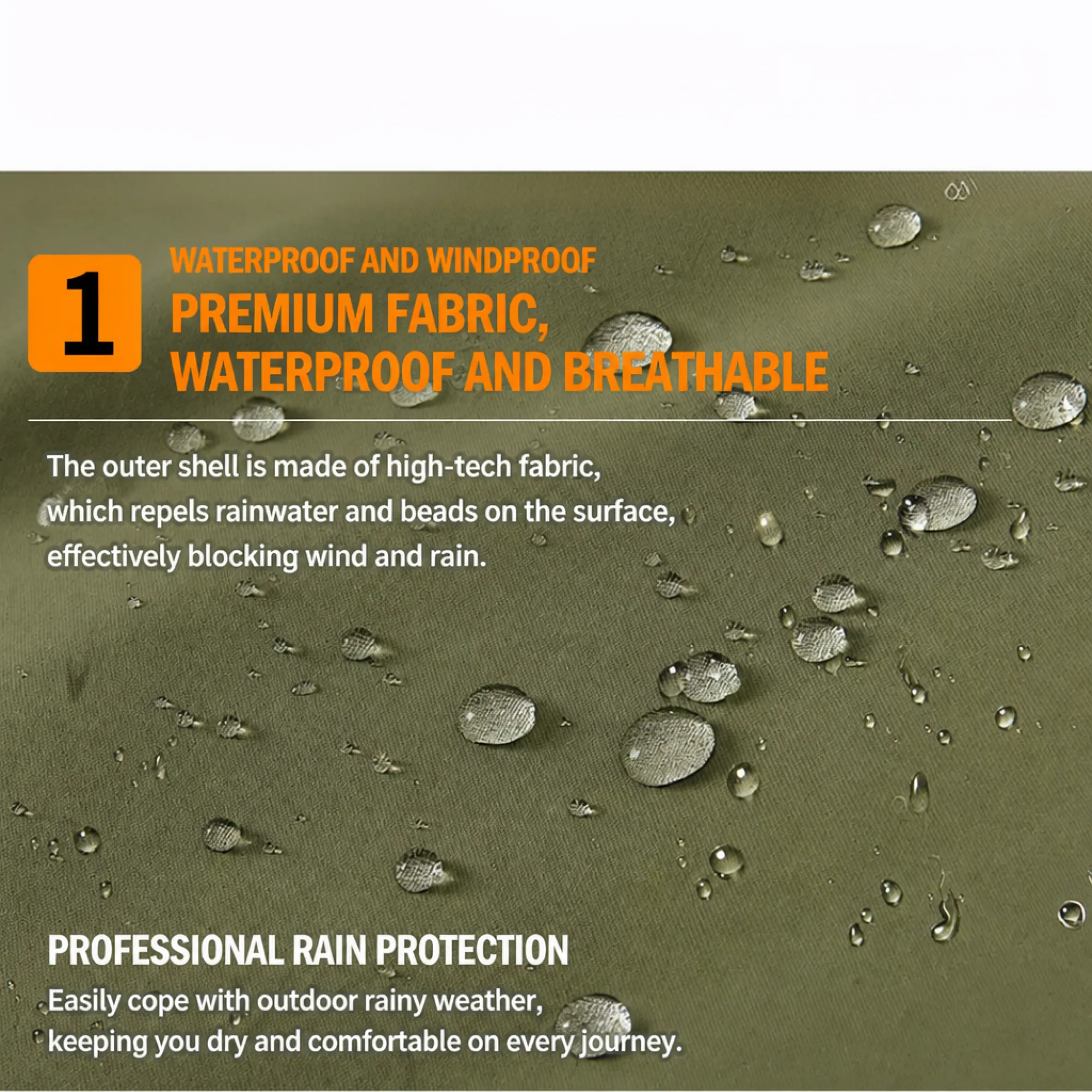 Men's Unisex Waterproof Windproof Stand-Collar Zipper Jacket thumbnail 5