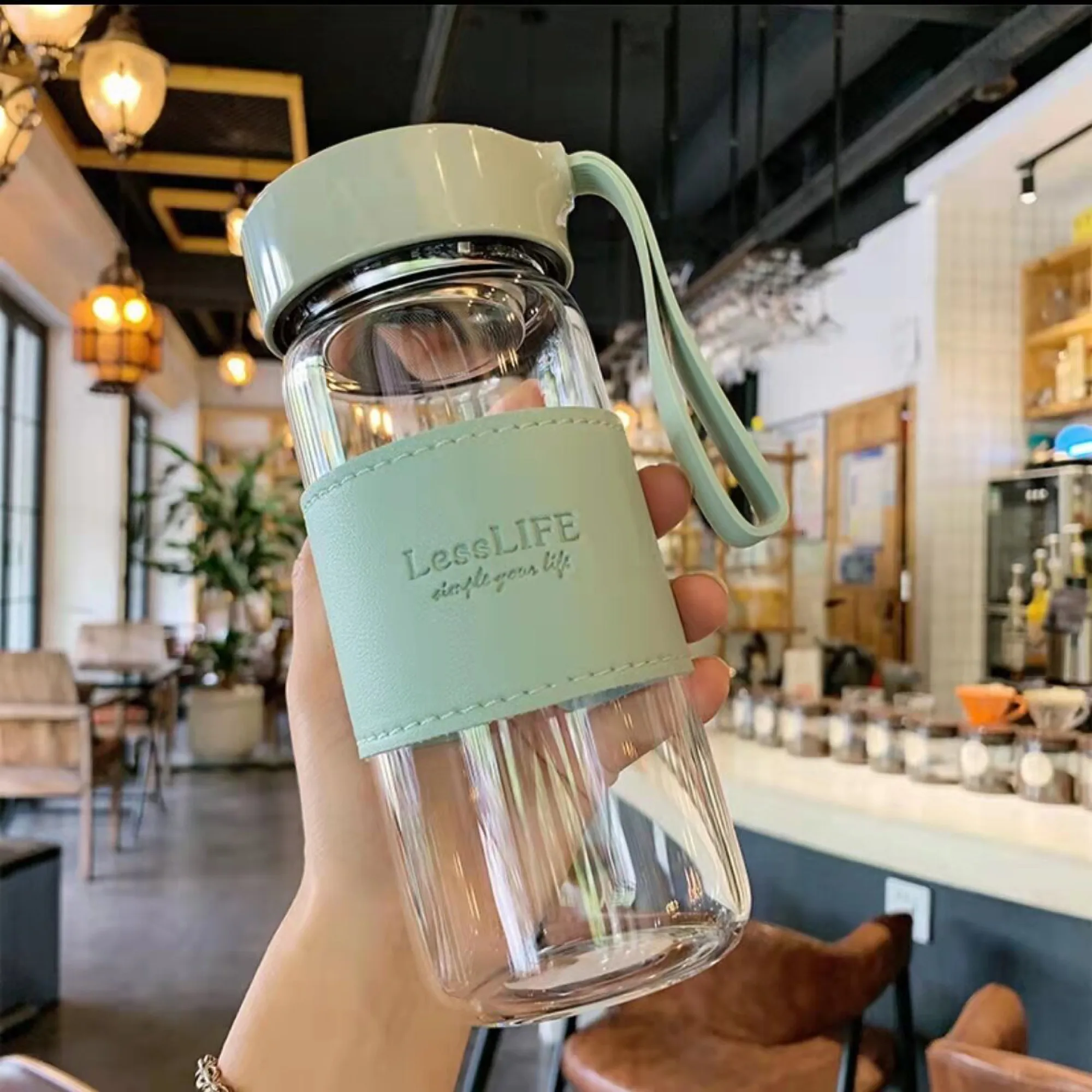 Heat-Resistant Glass Tea Cup with Infuser, 480 ml, Set of Colors thumbnail 8