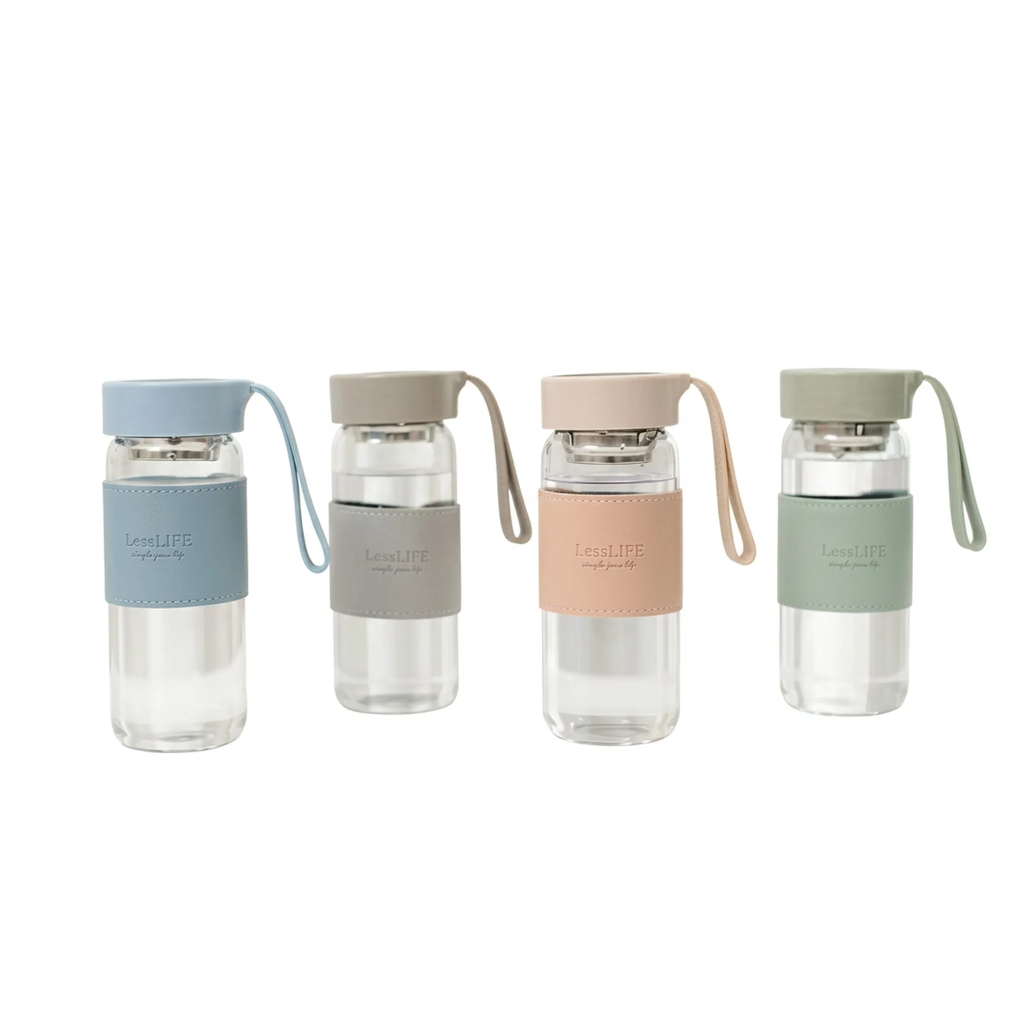 Heat-Resistant Glass Tea Cup with Infuser, 480 ml, Set of Colors