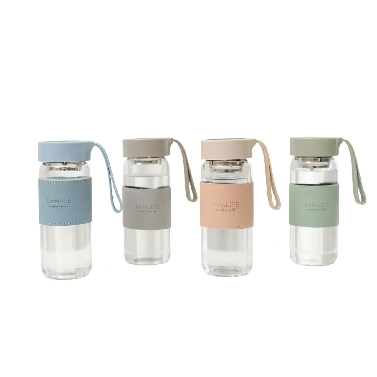 Heat-Resistant Glass Tea Cup with Infuser, 480 ml, Set of Colors