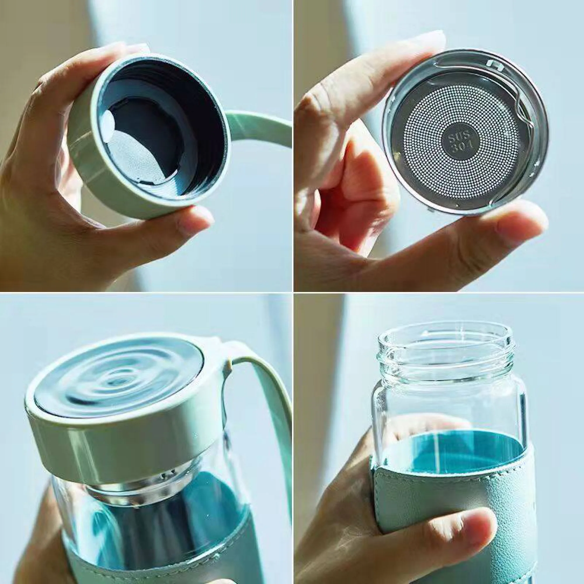 Heat-Resistant Glass Tea Cup with Infuser, 480 ml, Set of Colors thumbnail 7
