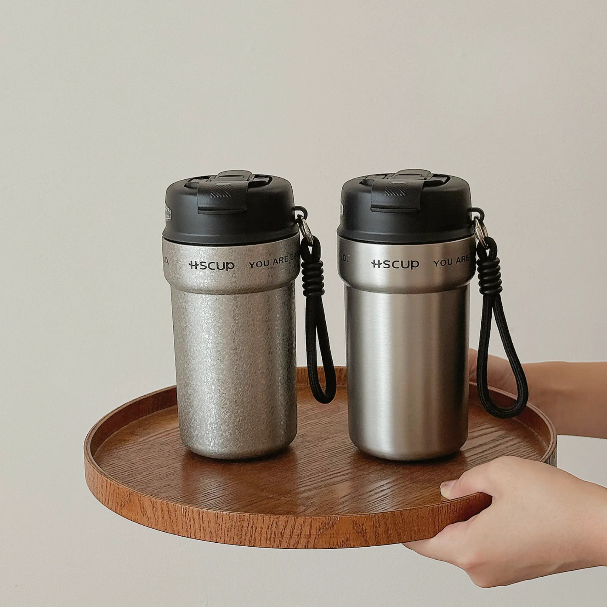Dual-Drink Insulated Stainless Steel Coffee Cup with PP Lid