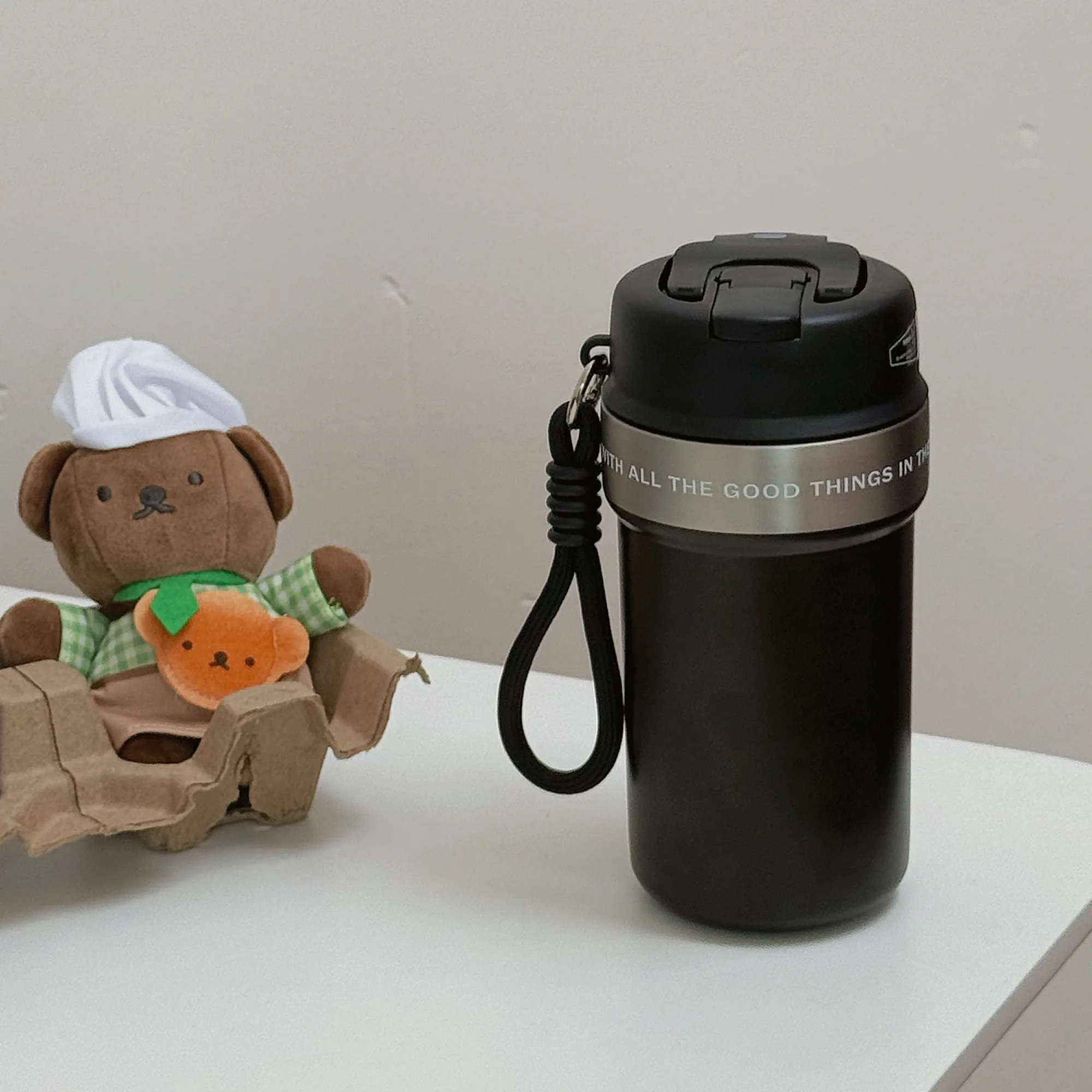Dual-Drink Insulated Stainless Steel Coffee Cup with PP Lid thumbnail 6