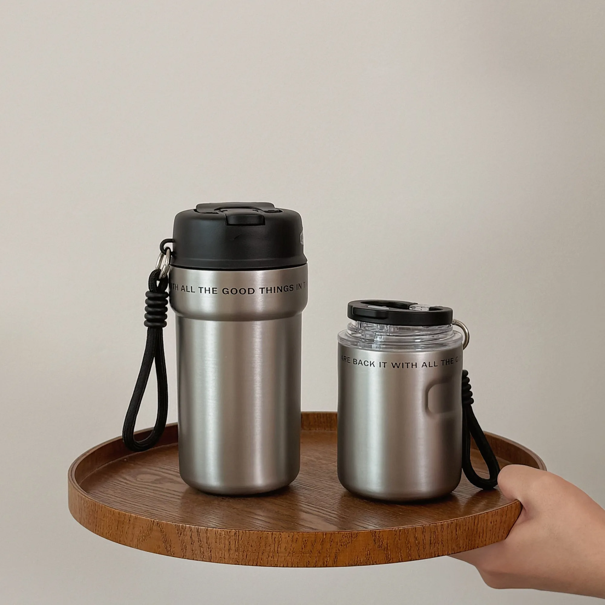 Dual-Drink Insulated Stainless Steel Coffee Cup with PP Lid thumbnail 3