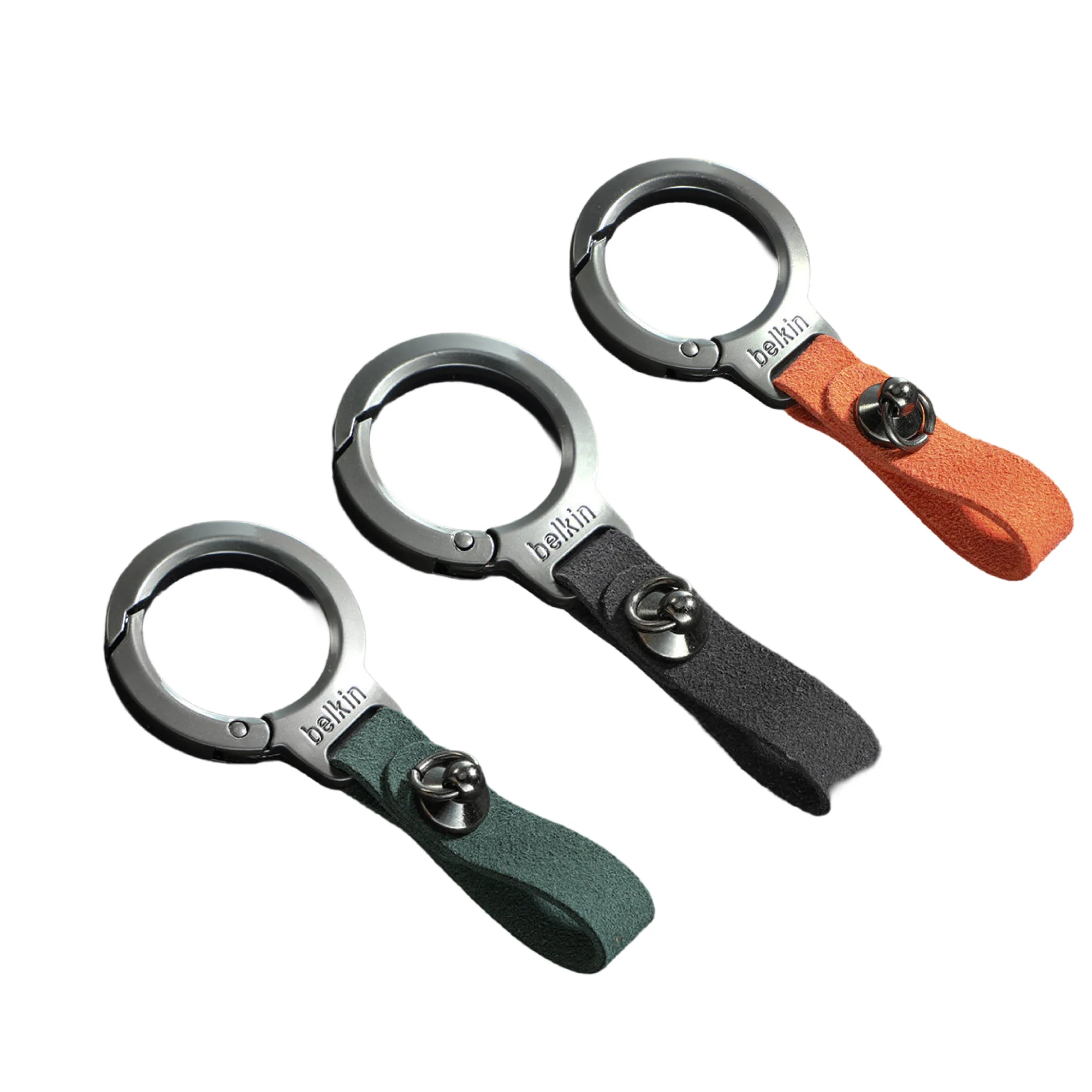 Zinc Alloy Keychain with Suede Key Rope or Key Ring Buckle — View 1