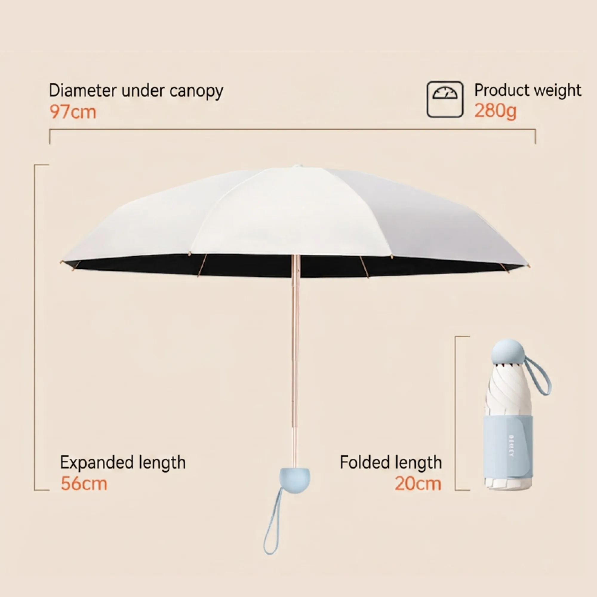 Five-Fold Capsule Umbrella with UV Protection thumbnail 8