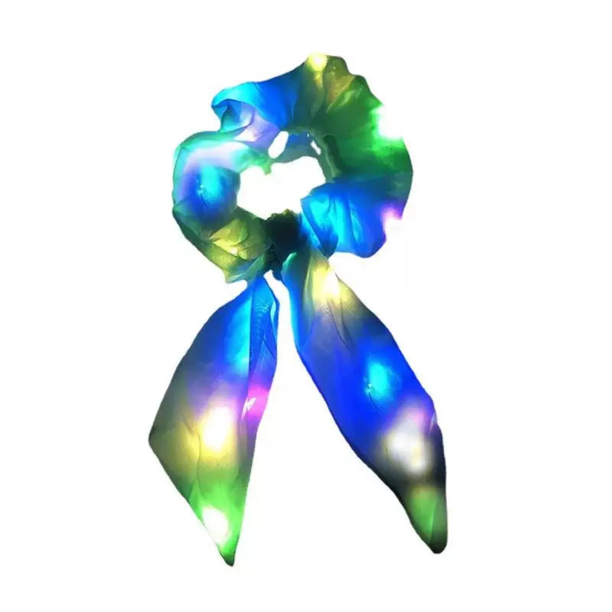 Light-Up Hair Tie Scrunchie with Ribbon Accent — View 1