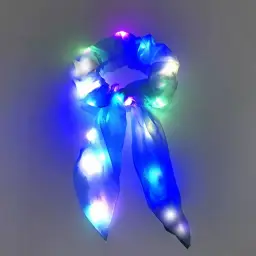 Light-Up Hair Tie Scrunchie with Ribbon Accent thumbnail 5