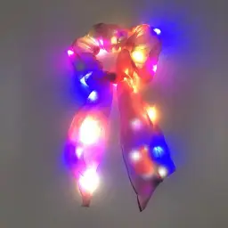 Light-Up Hair Tie Scrunchie with Ribbon Accent thumbnail 6