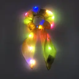 Light-Up Hair Tie Scrunchie with Ribbon Accent thumbnail 4