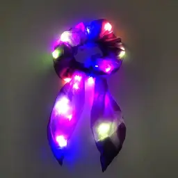 Light-Up Hair Tie Scrunchie with Ribbon Accent thumbnail 7
