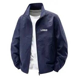 Unisex Windbreaker Jacket with Stand-Up Collar and Full-Zip Front thumbnail 1