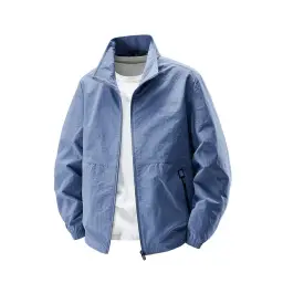 Unisex Windbreaker Jacket with Stand-Up Collar and Full-Zip Front thumbnail 11